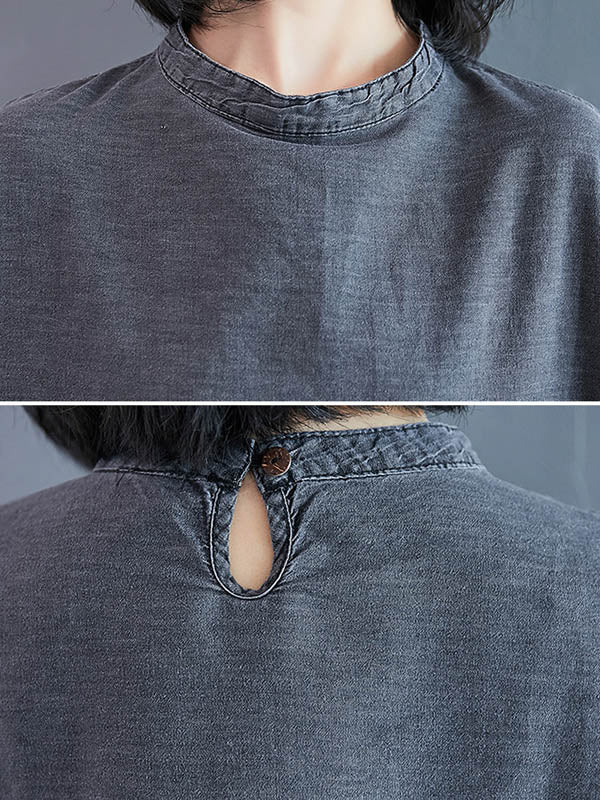Original Split-Joint With Pocket Denim Dress - Image 12
