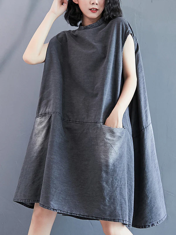 Original Split-Joint With Pocket Denim Dress - Image 5
