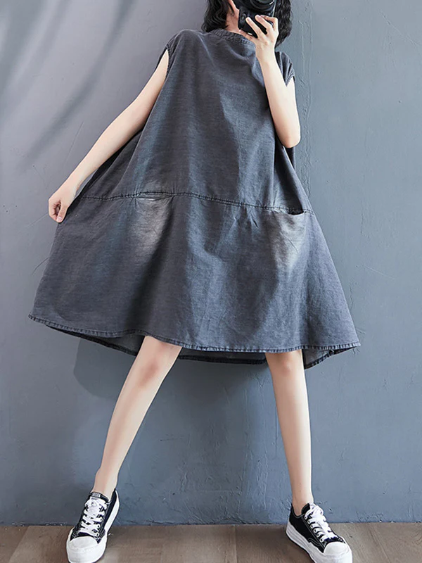 Original Split-Joint With Pocket Denim Dress - Image 8