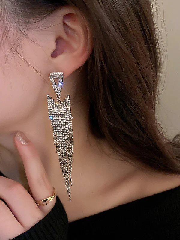 Original Statement Rhinestone Geometric Earrings - Image 2