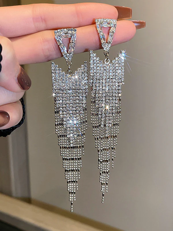 Original Statement Rhinestone Geometric Earrings - Image 4
