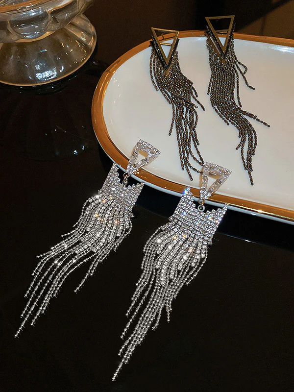 Original Statement Rhinestone Geometric Earrings - Image 5