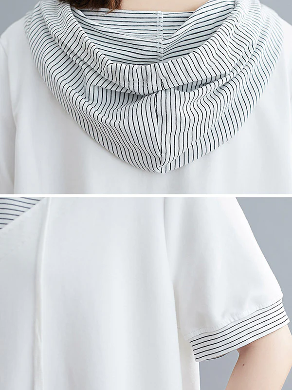 Original Stripe Letter Print Split-Joint T-Shirt - Image 11