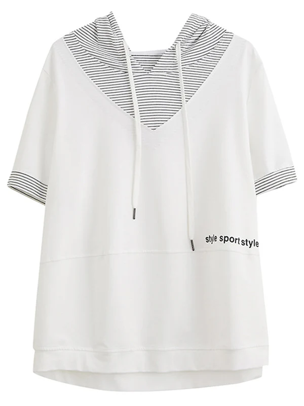 Original Stripe Letter Print Split-Joint T-Shirt - Image 9