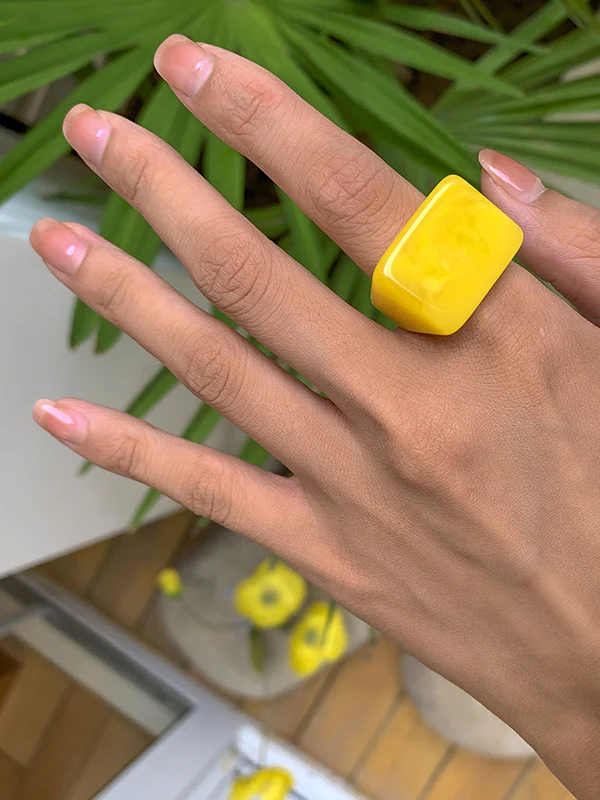 Original Stylish Resin 8 Colors Geometric Ring - Image 12