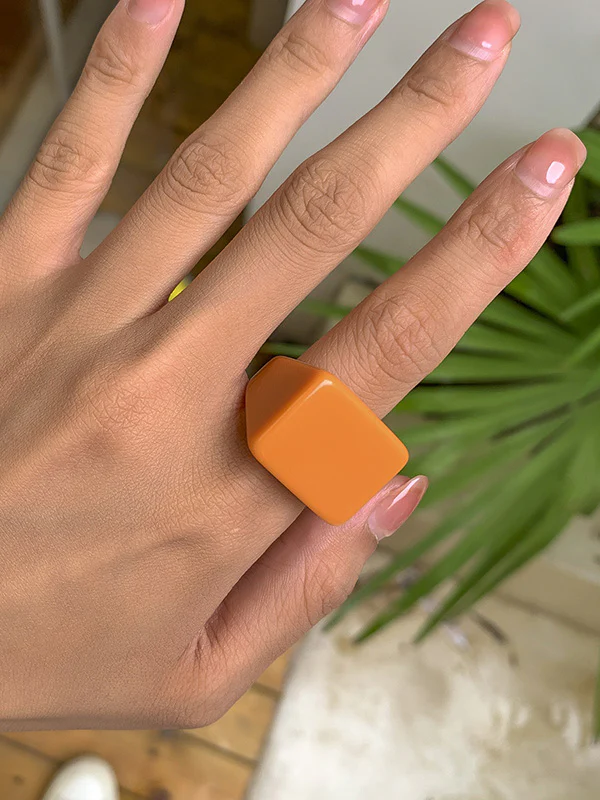 Original Stylish Resin 8 Colors Geometric Ring - Image 18