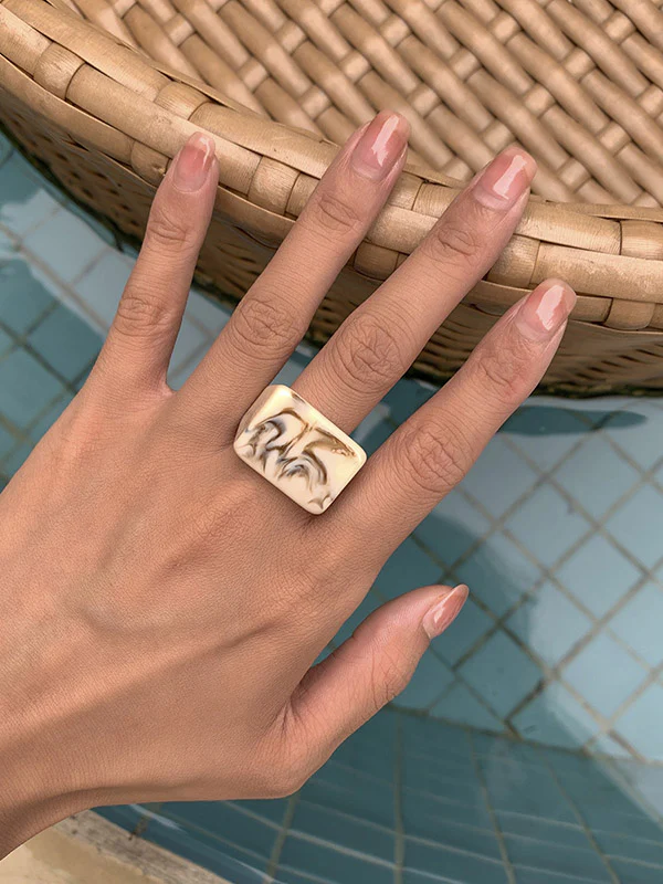 Original Stylish Resin 8 Colors Geometric Ring - Image 28