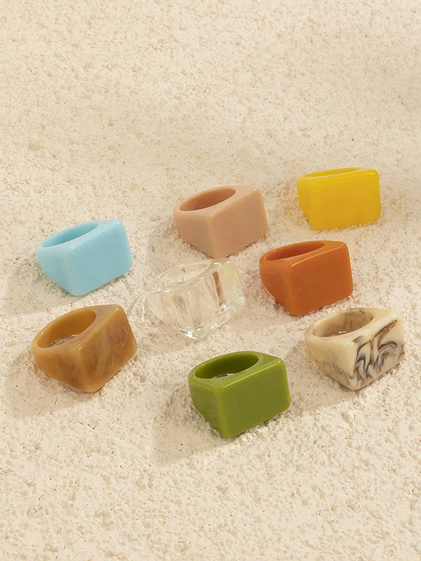Original Stylish Resin 8 Colors Geometric Ring - Image 3