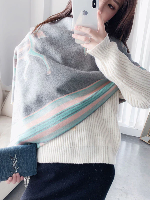 Original Warm Cartoon Print Shawl&Scarf - Image 19