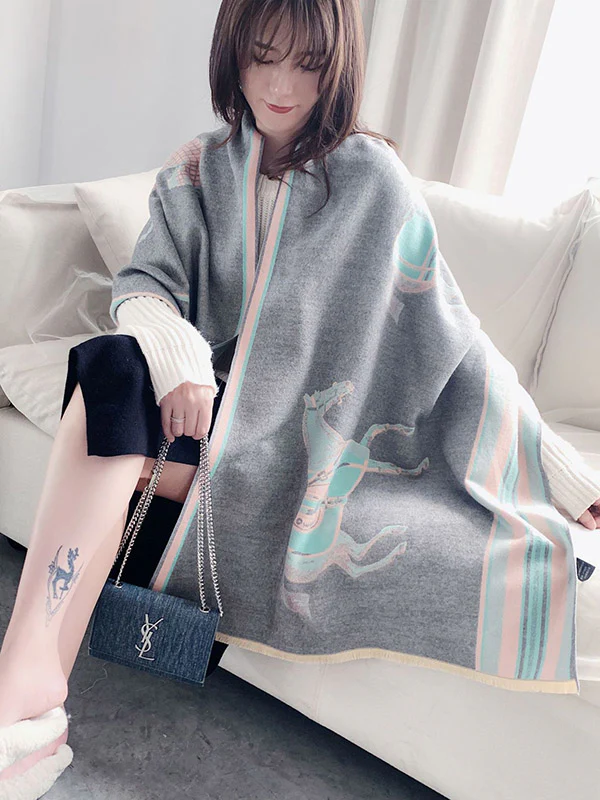 Original Warm Cartoon Print Shawl&Scarf - Image 21