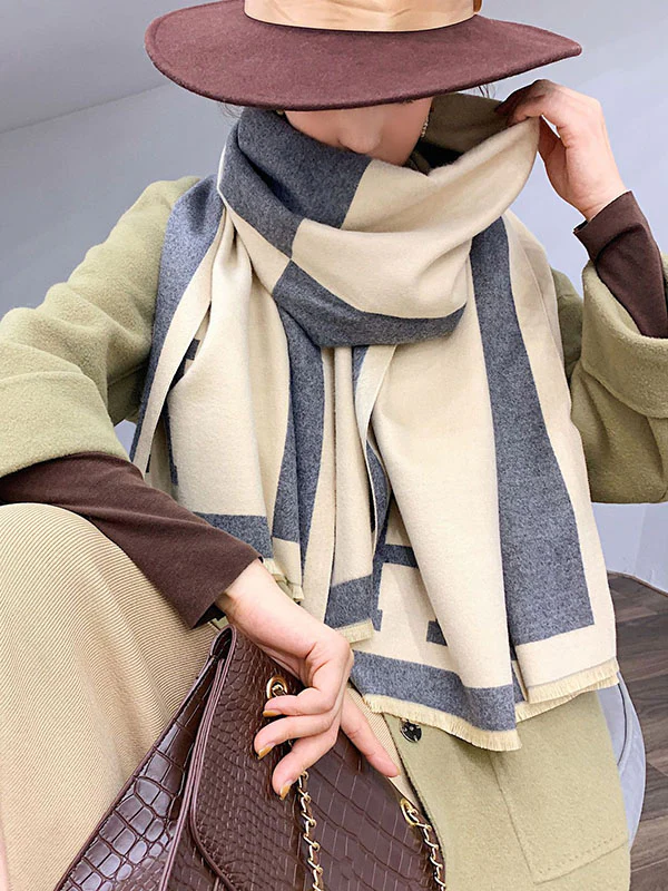Original Warm Letter Print Shawl&Scarf - Image 19