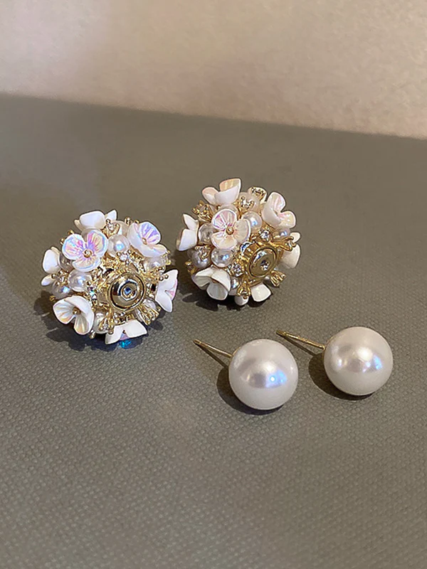 Original Zircon Beads Flower Earrings - Image 3