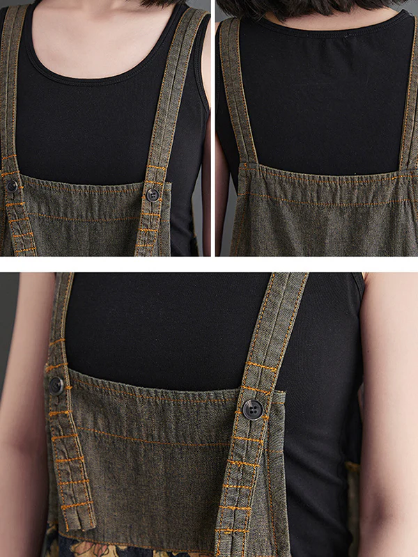 Oversize Wide Leg Floral Printed Split-Joint Overalls - Image 12