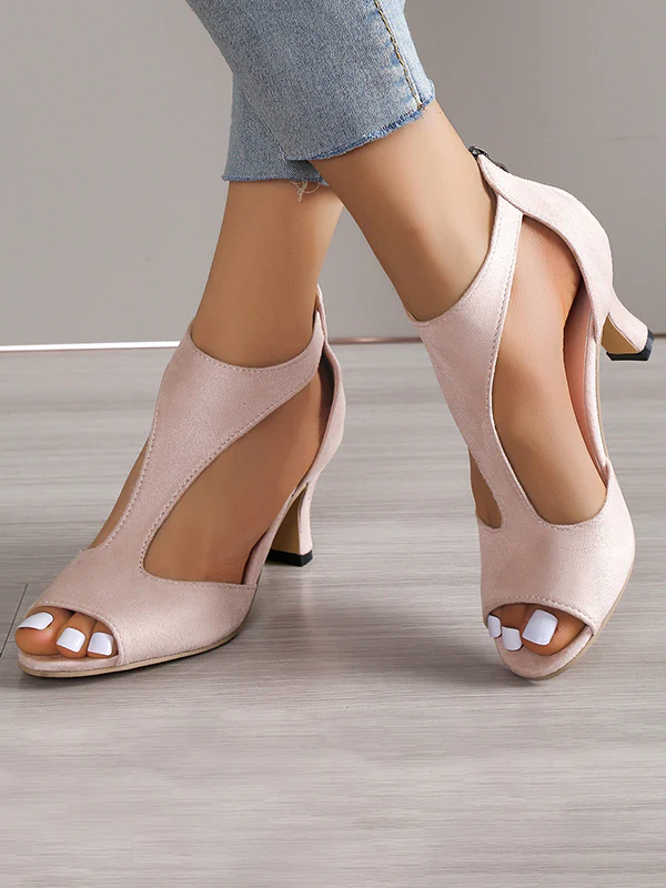 Peep Toe Zipper Pumps Sandals - Image 2
