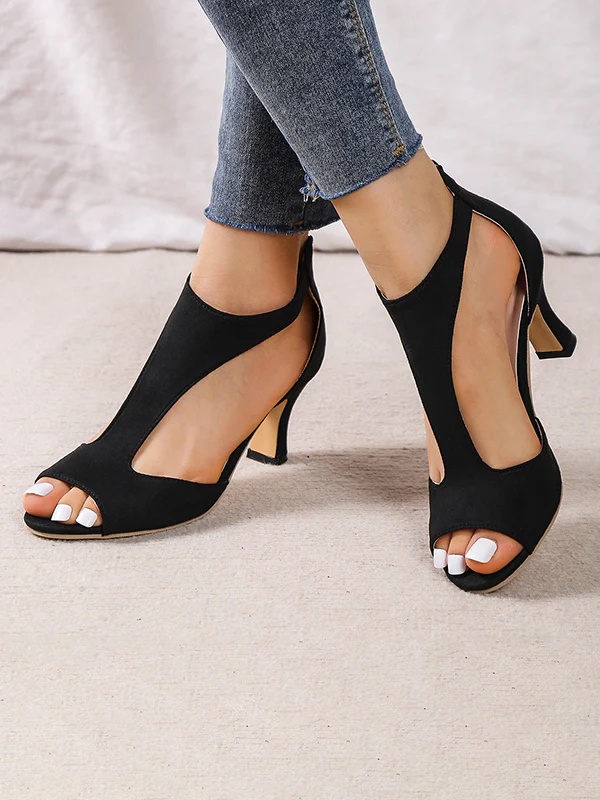 Peep Toe Zipper Pumps Sandals - Image 7