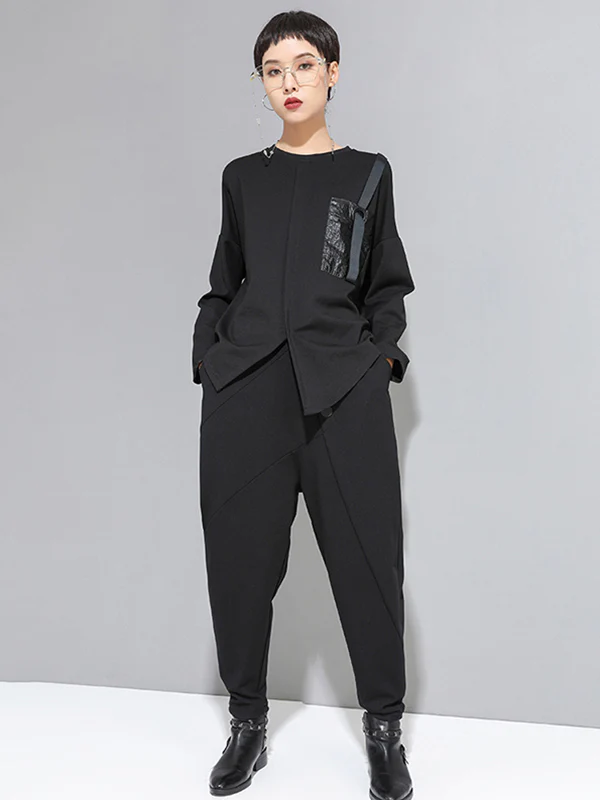 Personality Black With Button High-Waist Harem Pants - Image 11