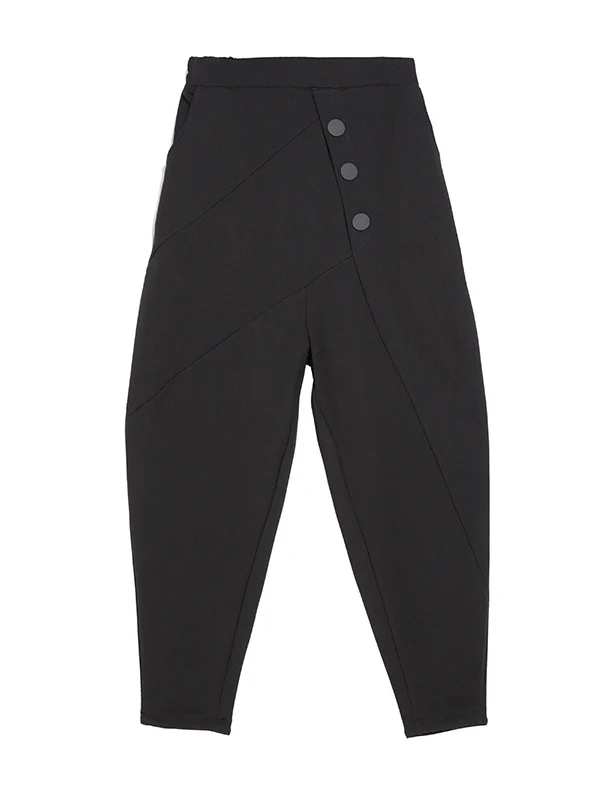 Personality Black With Button High-Waist Harem Pants - Image 12