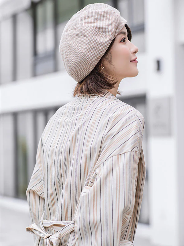 Personality Striped&Plaid Beret Hat - Image 10