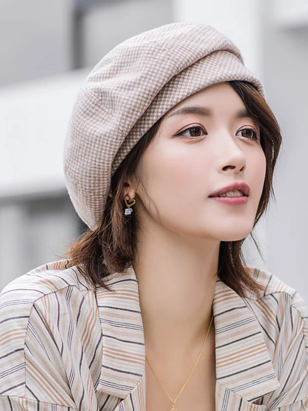 Personality Striped&Plaid Beret Hat - Image 18