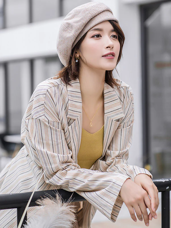 Personality Striped&Plaid Beret Hat - Image 9
