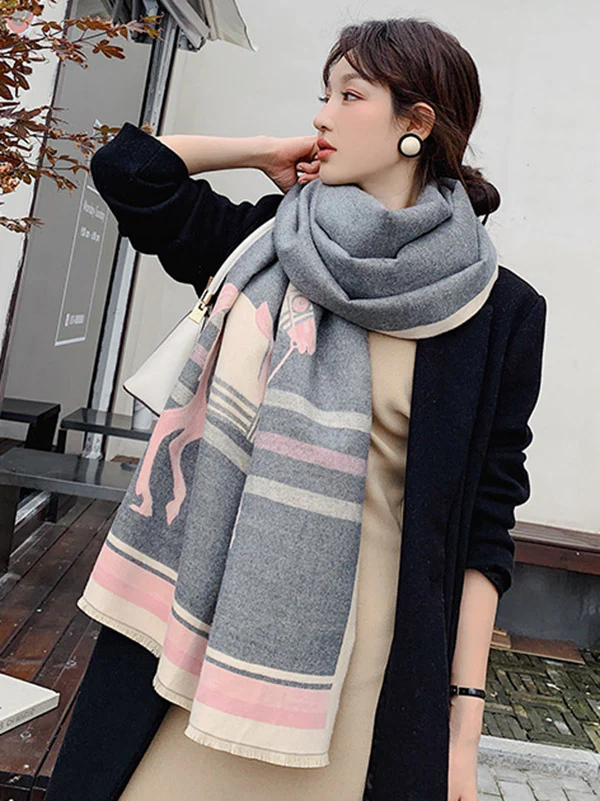 Personality Warm Cartoon Print Shawl&Scarf - Image 10