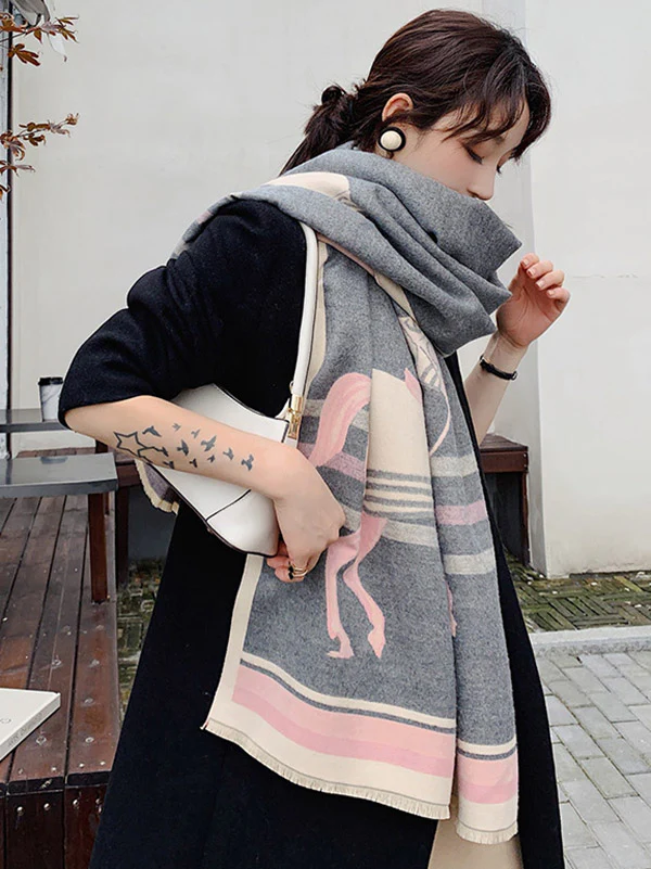 Personality Warm Cartoon Print Shawl&Scarf - Image 11