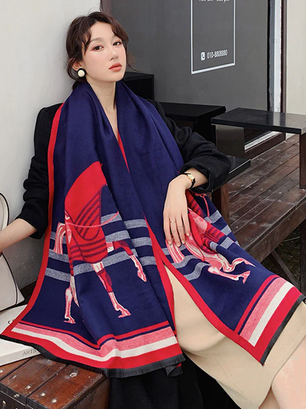 Personality Warm Cartoon Print Shawl&Scarf - Image 14