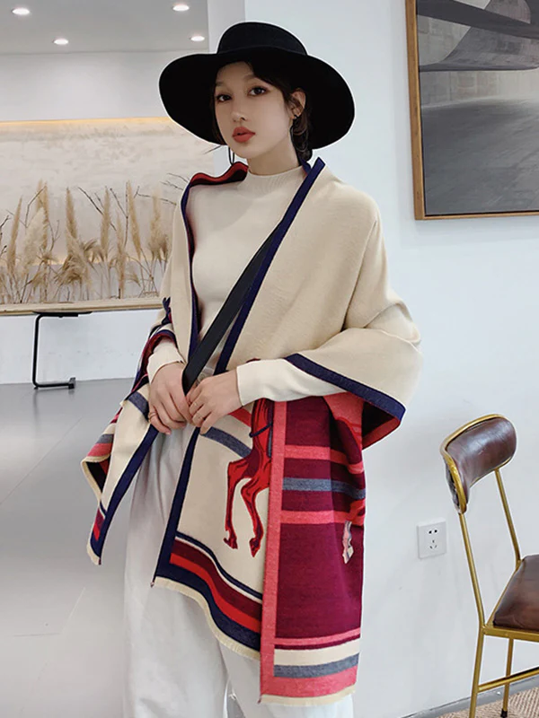 Personality Warm Cartoon Print Shawl&Scarf - Image 15