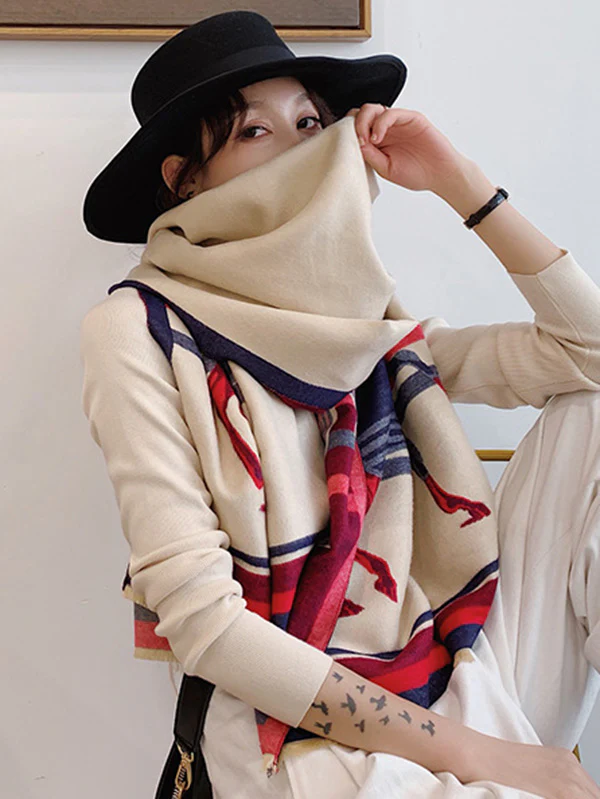 Personality Warm Cartoon Print Shawl&Scarf - Image 16