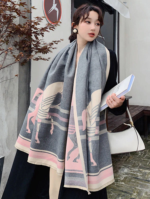 Personality Warm Cartoon Print Shawl&Scarf - Image 4