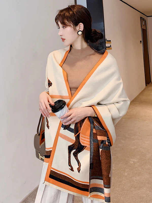 Personality Warm Cartoon Print Shawl&Scarf - Image 9