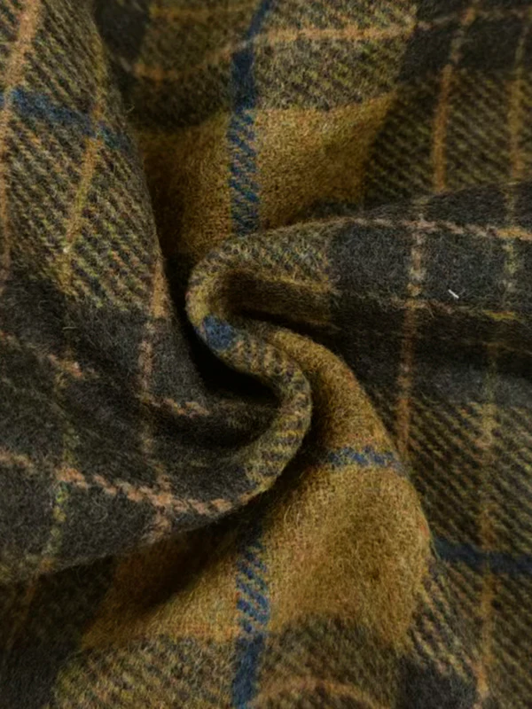 Plaid Split-Joint Lapel Jackets Woolen Coat - Image 11