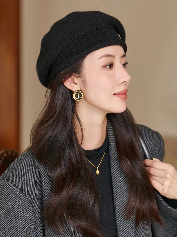 Pleated Beret Hat Knitted Hats - Image 3