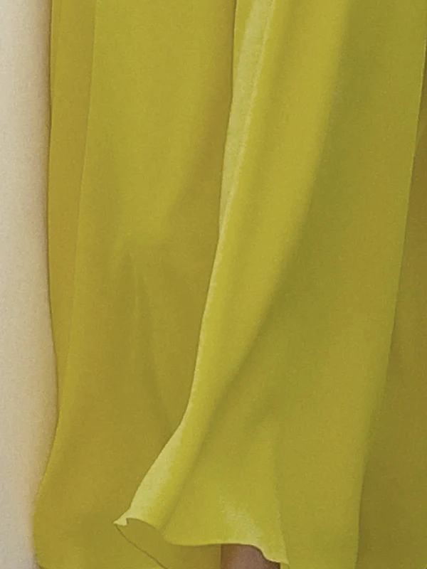 Loose Short Sleeves Pleated Solid Color Split-Joint Round-Neck Evening Dresses Midi Dresses - Image 4