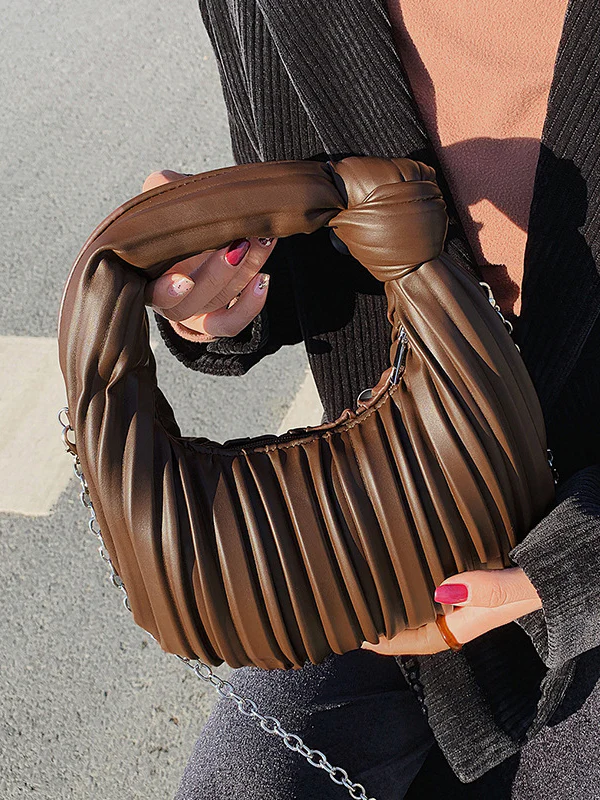 Pleated Split-Joint Zipper Bags Accessories Handbags Shoulder Bags - Image 10