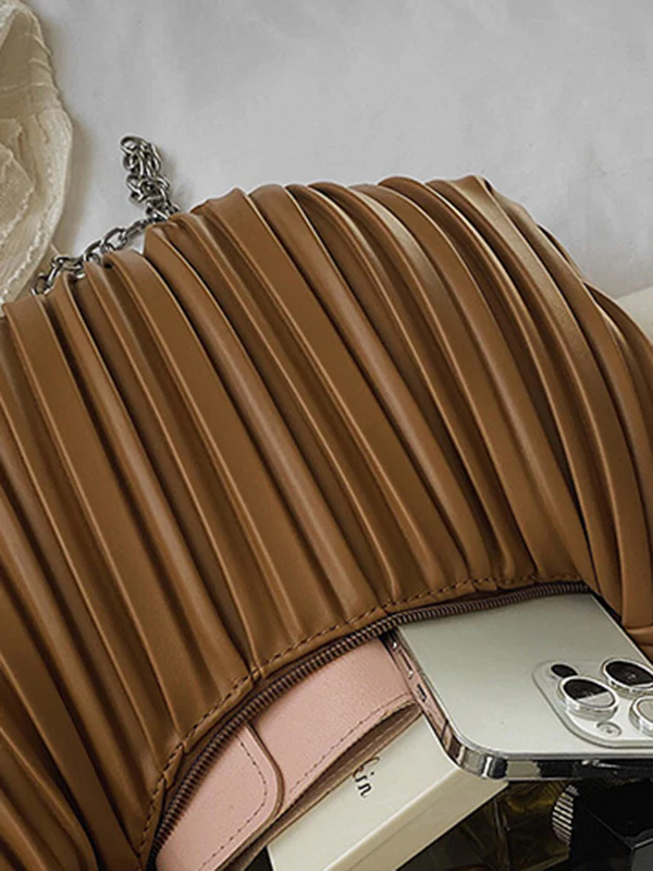 Pleated Split-Joint Zipper Bags Accessories Handbags Shoulder Bags - Image 22