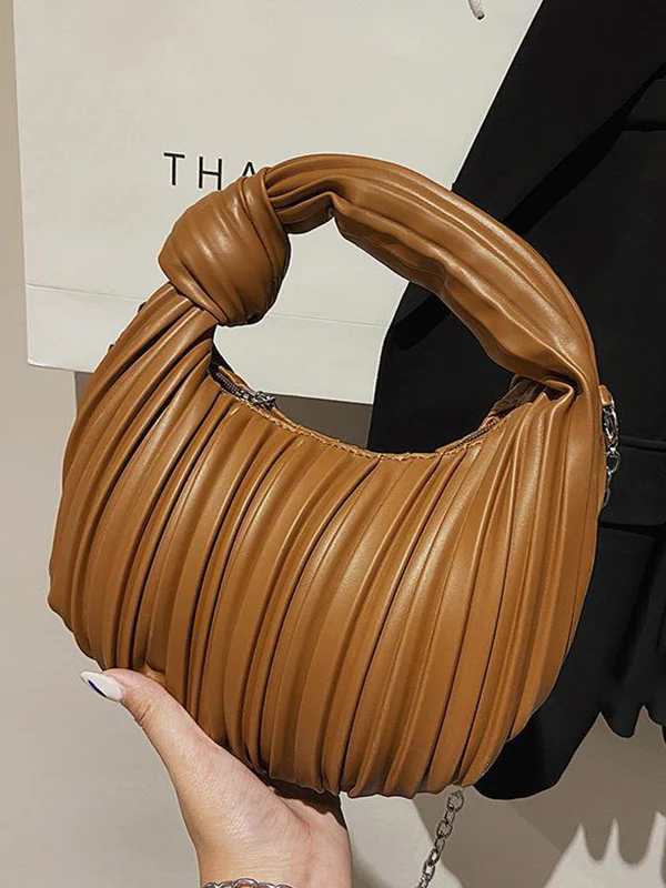 Pleated Split-Joint Zipper Bags Accessories Handbags Shoulder Bags - Image 4