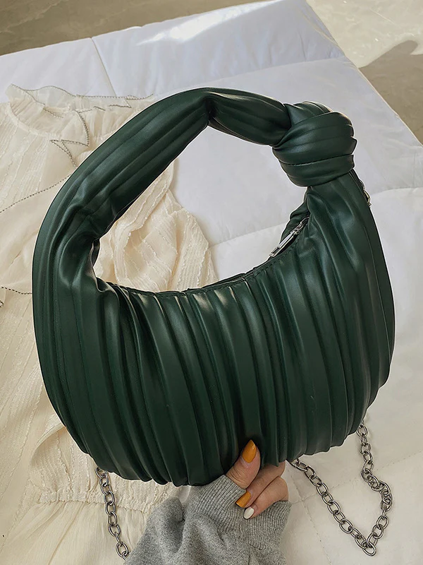 Pleated Split-Joint Zipper Bags Accessories Handbags Shoulder Bags - Image 5