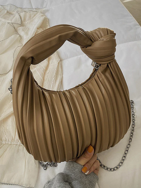Pleated Split-Joint Zipper Bags Accessories Handbags Shoulder Bags - Image 6