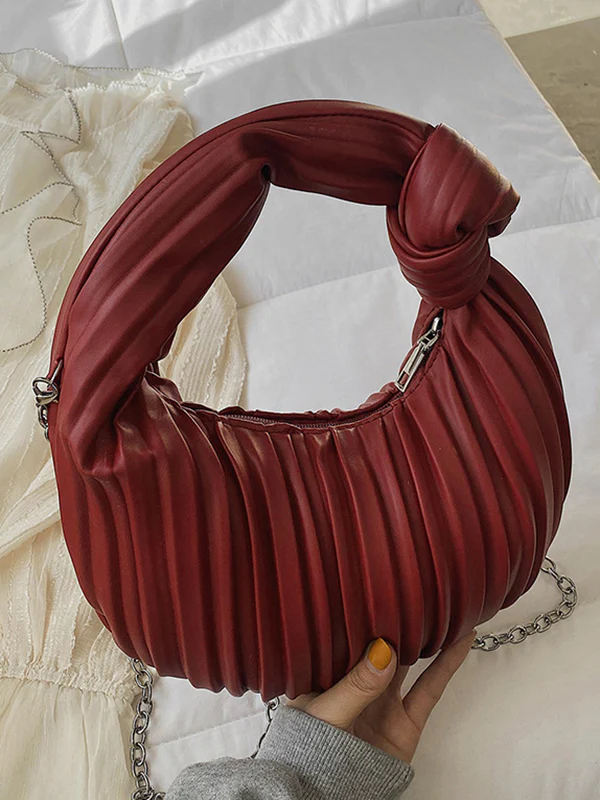 Pleated Split-Joint Zipper Bags Accessories Handbags Shoulder Bags - Image 7