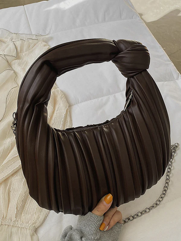 Pleated Split-Joint Zipper Bags Accessories Handbags Shoulder Bags - Image 9