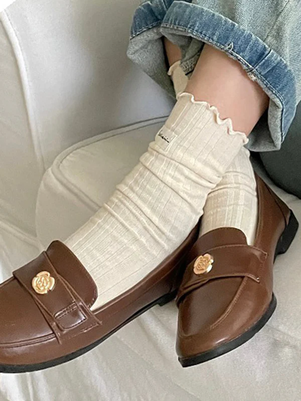 Pleated Wood Ear Lace Socks - Image 2