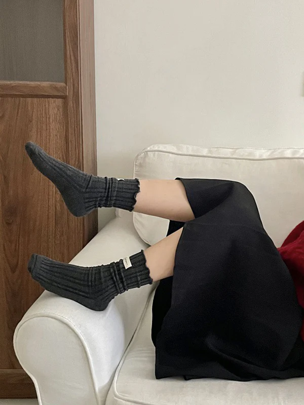 Pleated Wood Ear Lace Socks - Image 4