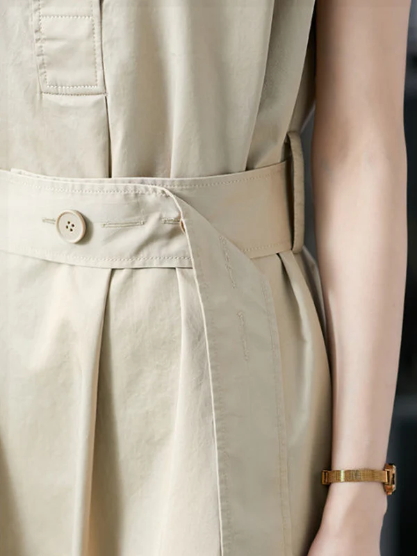 Plus Size Short Sleeves Bandage Solid Color Lapel Midi Dresses - Image 22