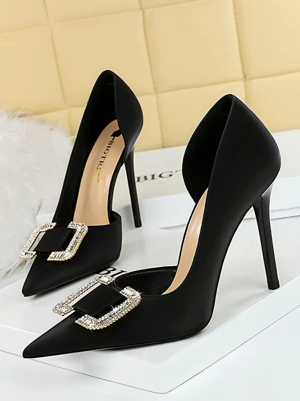 Pointed-Toe Shallow Cut Pumps Scarpin Salto - Image 3