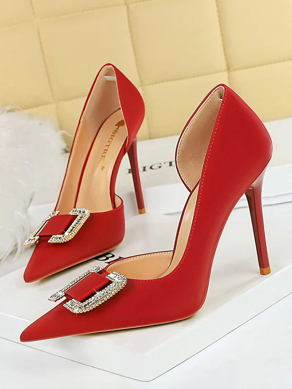 Pointed-Toe Shallow Cut Pumps Scarpin Salto - Image 5