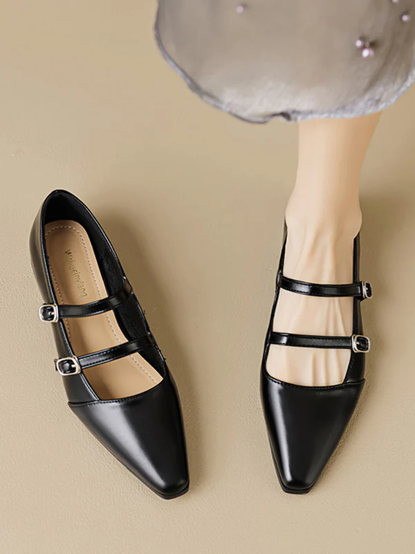 Pointed-Toe Shallow Cut Split-Joint Flat Shoes - Image 3