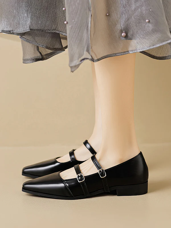 Pointed-Toe Shallow Cut Split-Joint Flat Shoes - Image 4