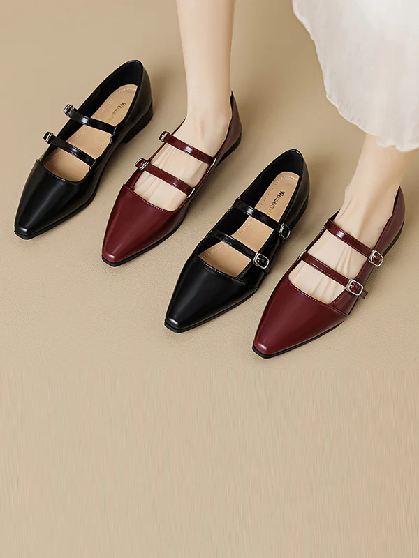 Pointed-Toe Shallow Cut Split-Joint Flat Shoes - Image 9