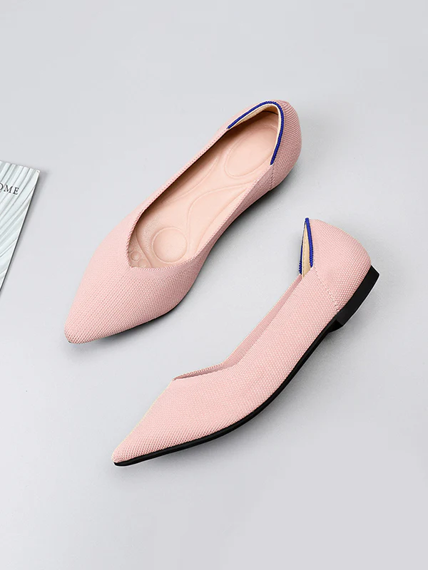 Pointed-Toe Shallow Cut Split-Joint Flat Shoes - Image 2